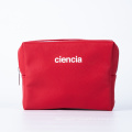 BSCI OEM Eco Friendly Red Leather Waterproof Korean Travel Brush Cosmetics Makeup Bag